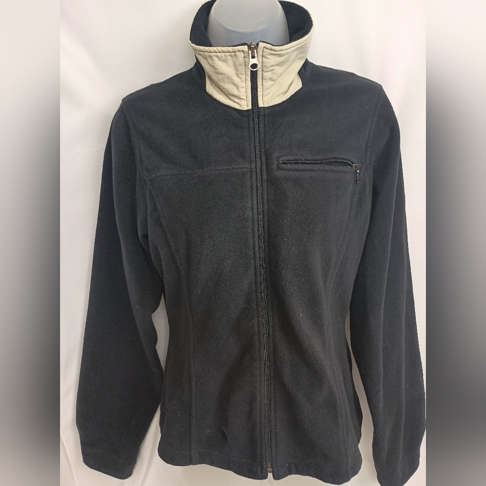 NORTH FACE Black Fleece Winter‎ Jacket with Cream Collar (#1,544)(C)